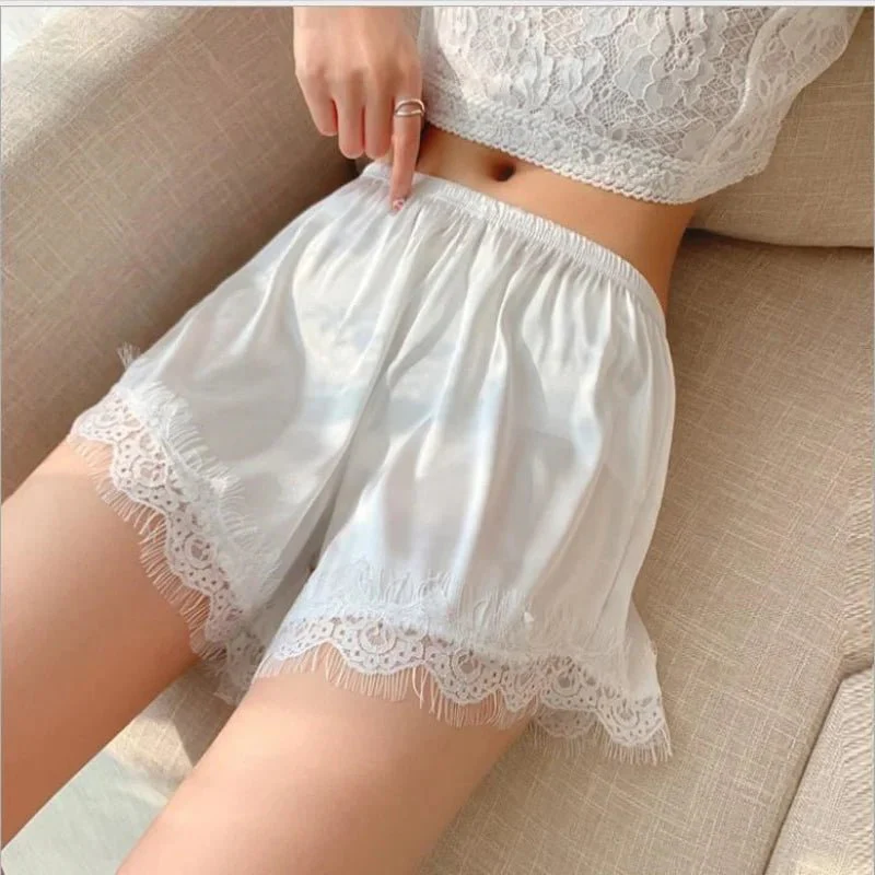Elaine Lace Trim Satin Mini Shorts - Image 3