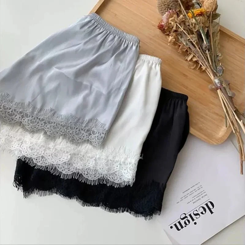 Elaine Lace Trim Satin Mini Shorts - Image 5