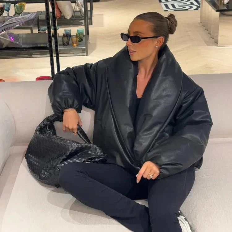 Lara Lapel Leather Jacket - Image 5
