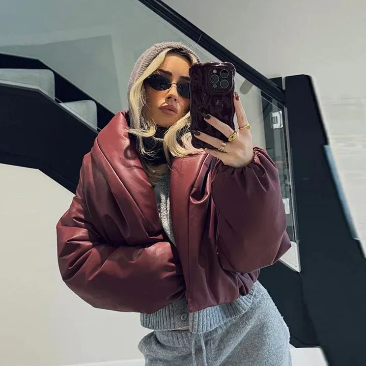 Lara Lapel Leather Jacket - Image 8