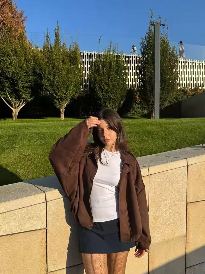 Lara Suede Bomber Jacket - Image 17