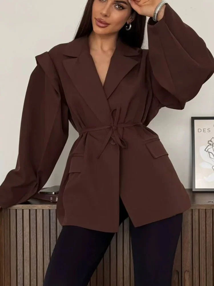 Leandra Wide Sleeves Belted Blazer - Image 5
