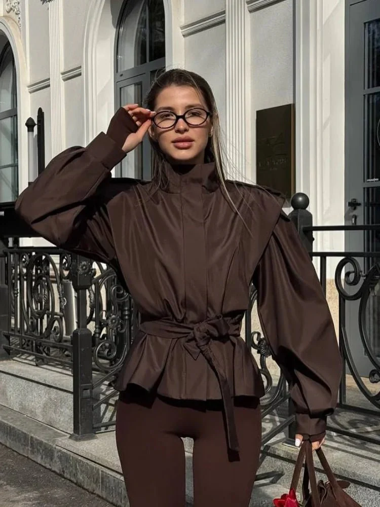 Leizel Lace Up Stand Collar Jacket - Image 2