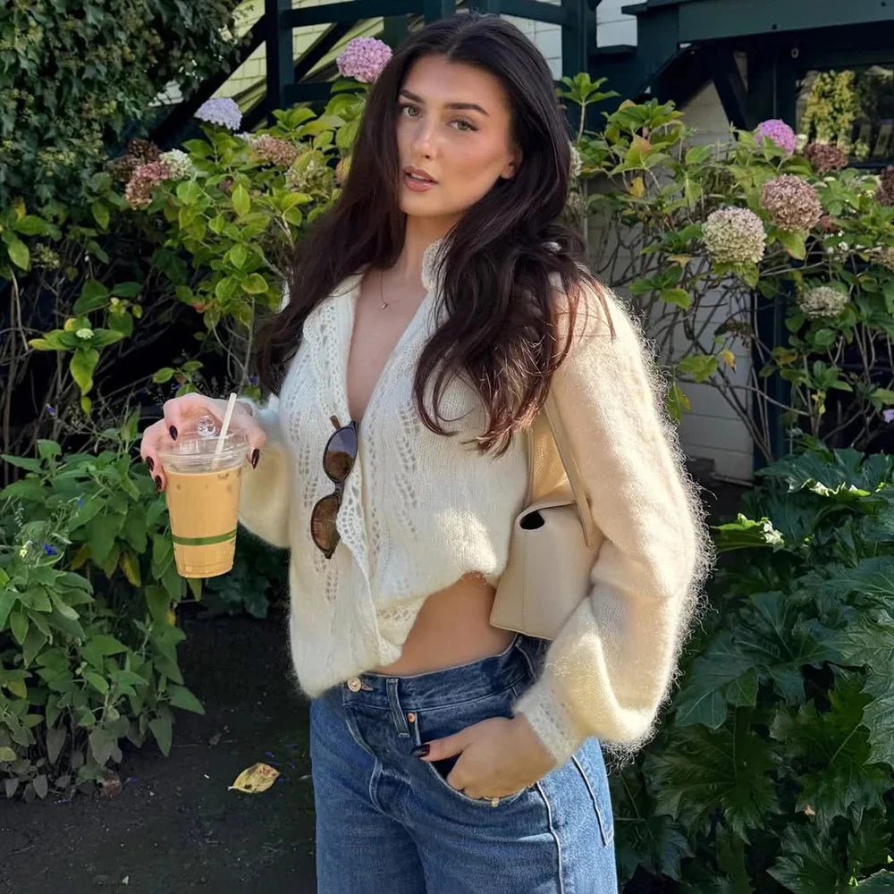 Lia White Lace Knit Cardigan - Image 5