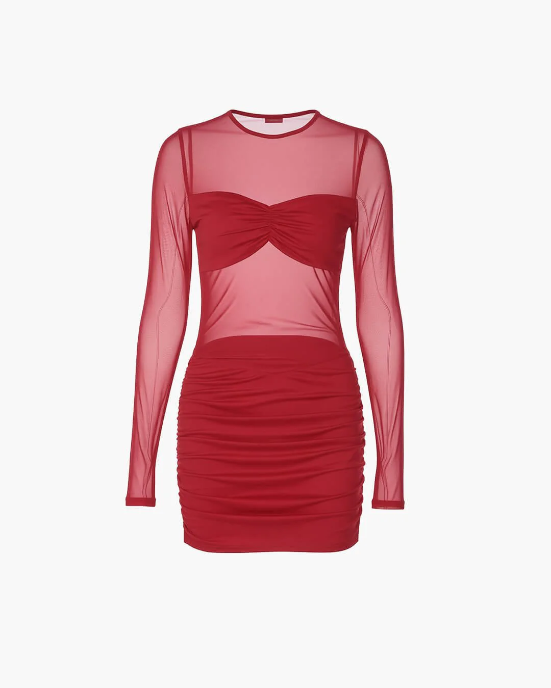 Lindy Sheer Mesh Ruched Mini Dress - Image 6