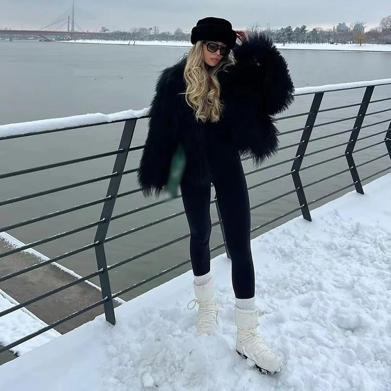 Liza Fuzzy Faux Fur Coat - Image 5