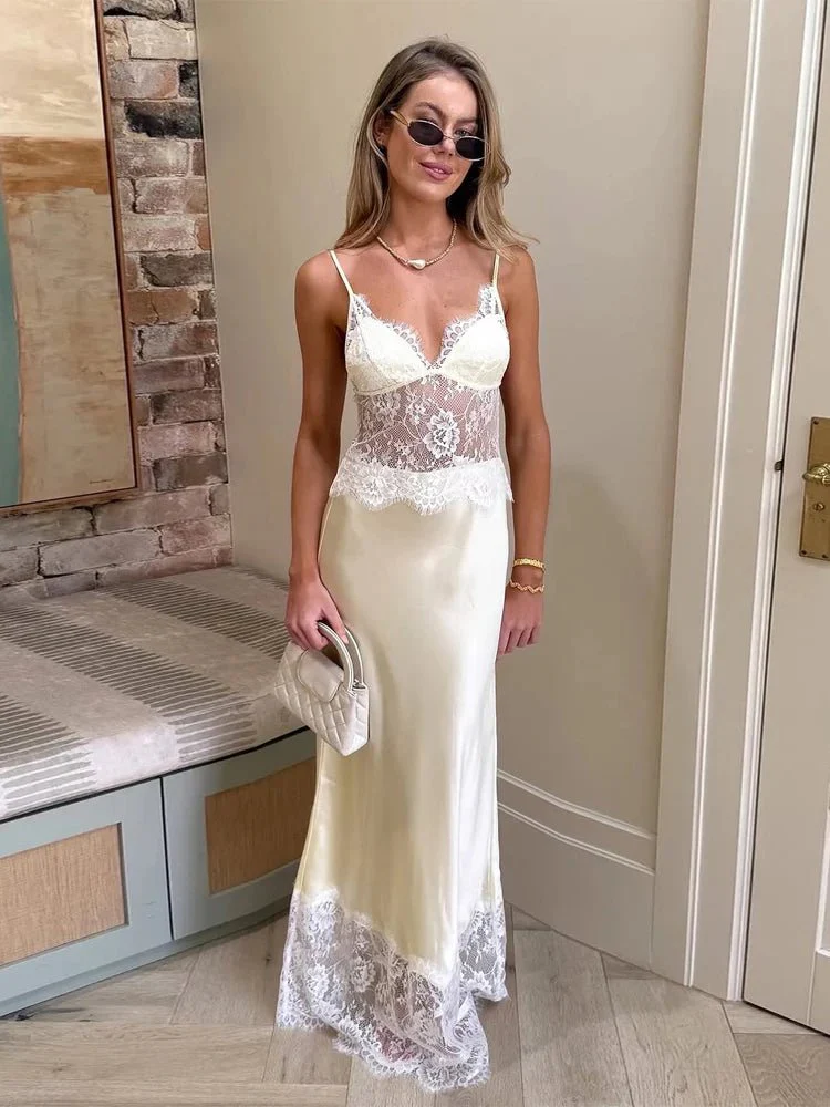 Lora Off-Shoulder Lace Satin Dress - Image 2