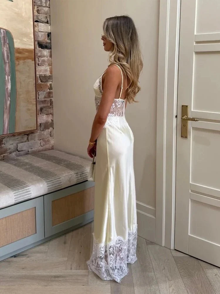 Lora Off-Shoulder Lace Satin Dress - Image 4
