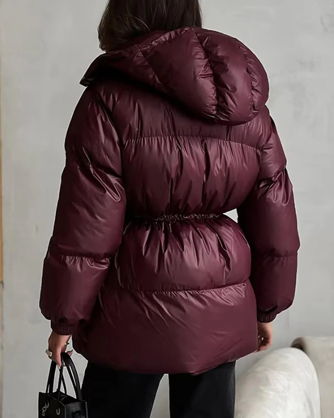 Lorie Drawstring Hooded Puffer Coat - Image 5