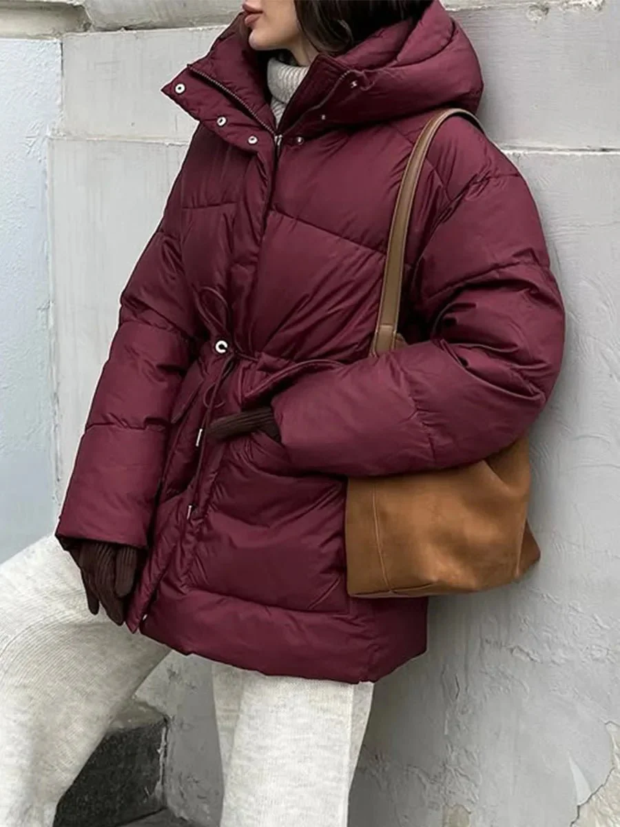 Lorna Drawstring Hooded Puffer Coat - Image 3