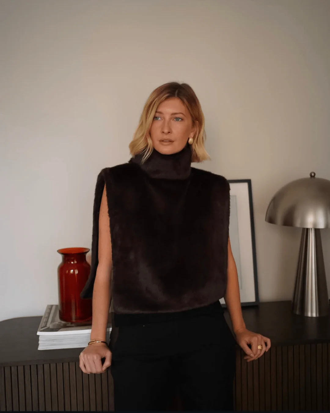 Lorna Faux Fur Turtleneck Vest - Image 4