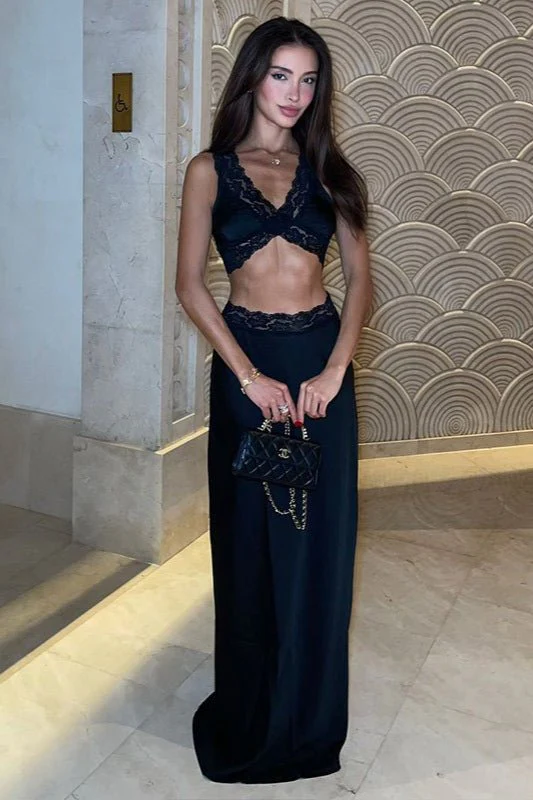 Luciana Lace Trim Satin Skirt Set - Image 7