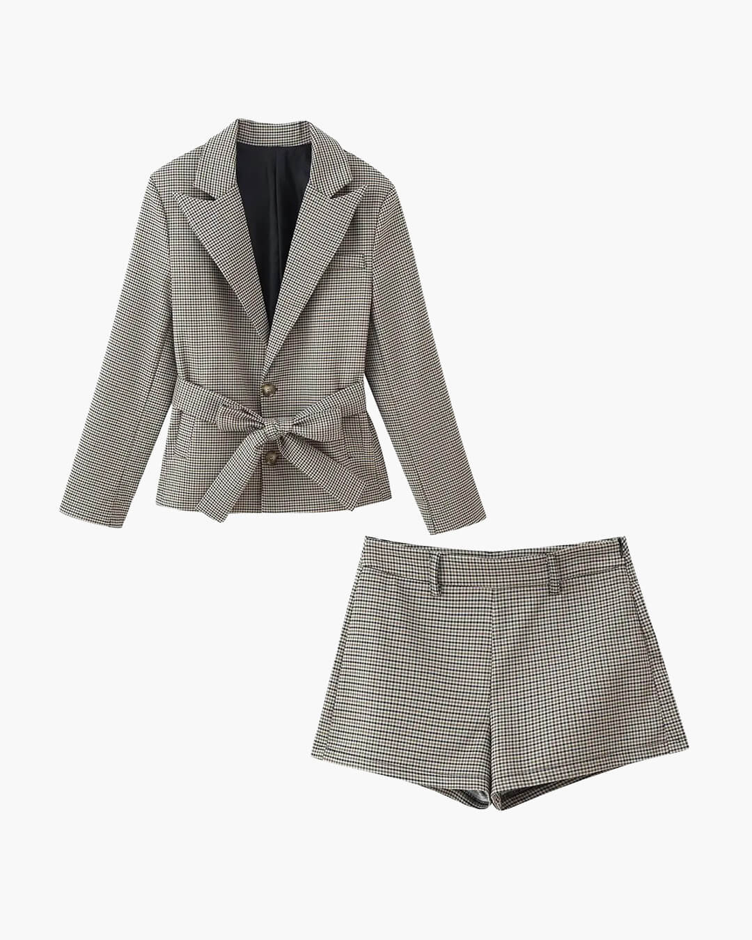 Lucy Houndstooth Belted Shorts Suit - Image 3