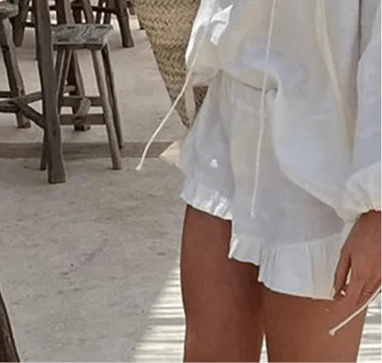 Luna Long Sleeve Ruffle Shorts Set - Image 3
