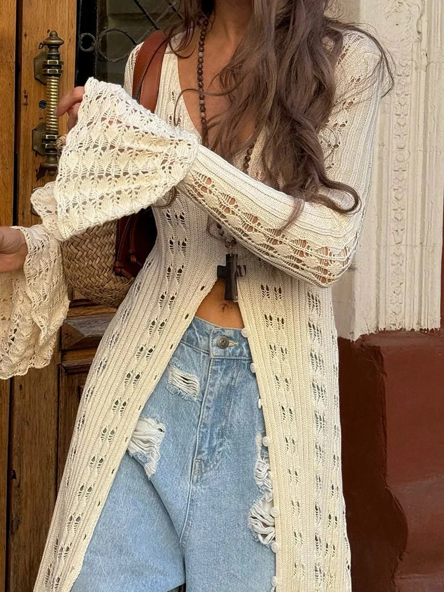 Lyra Hollow Out Knit Cardigan Dress