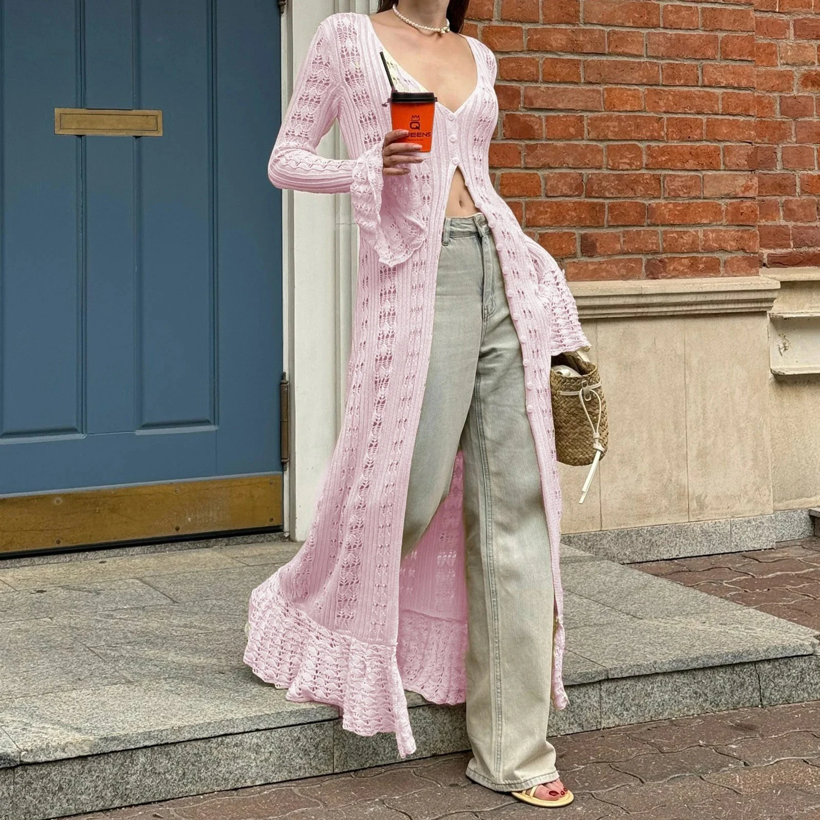 Lyra Hollow Out Knit Cardigan Dress - Image 4