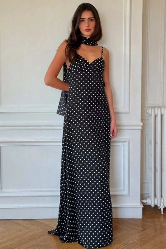 Madeline Polka Dot Backless Maxi Dress