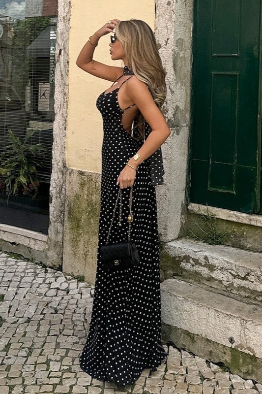 Madeline Polka Dot Backless Maxi Dress - Image 6