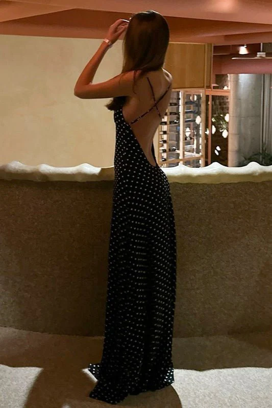 Madeline Polka Dot Backless Maxi Dress - Image 7