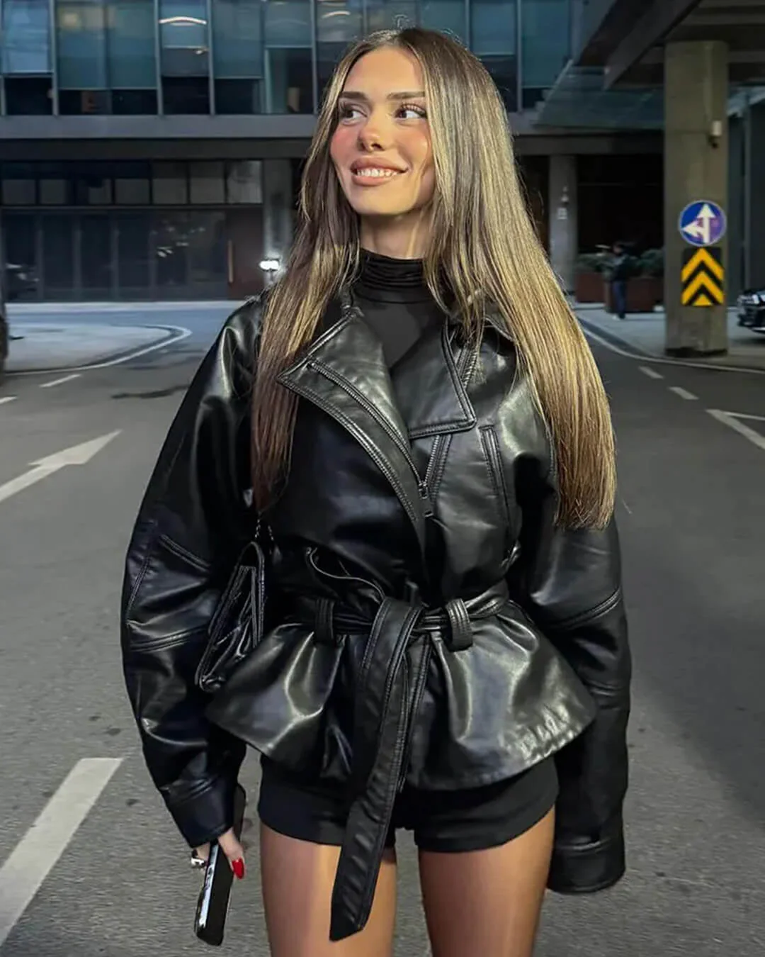 Maggie Faux Leather Motorcycle Jacket - Image 5