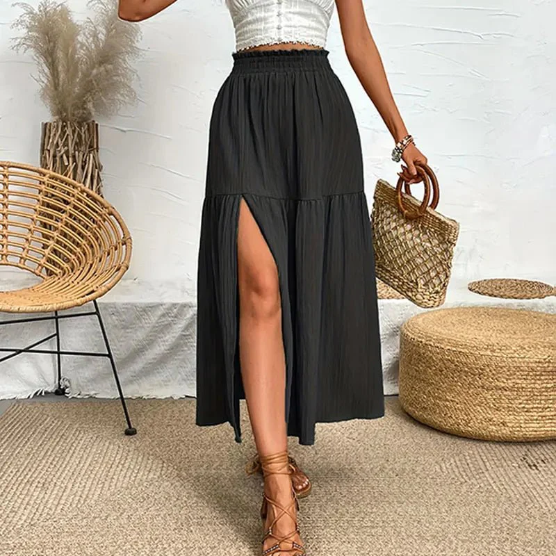 Maia Bohemian Midi Ruffle Skirt - Image 2