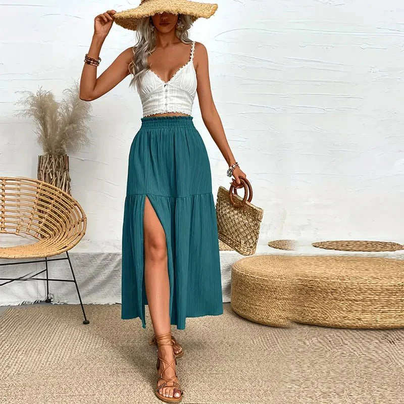 Maia Bohemian Midi Ruffle Skirt - Image 4