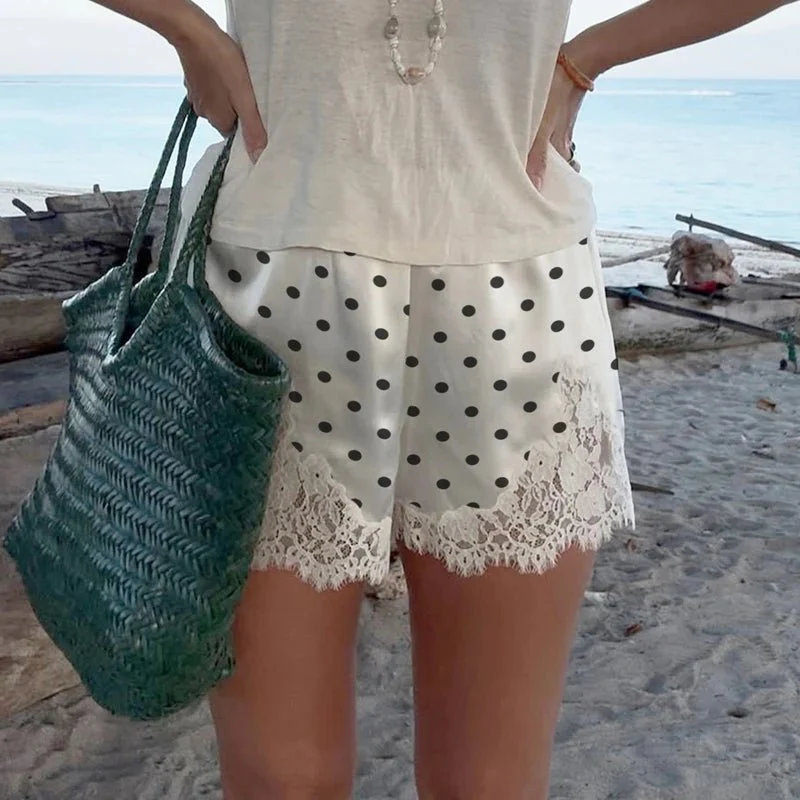 Margot Lace Polka Dot Satin Shorts
