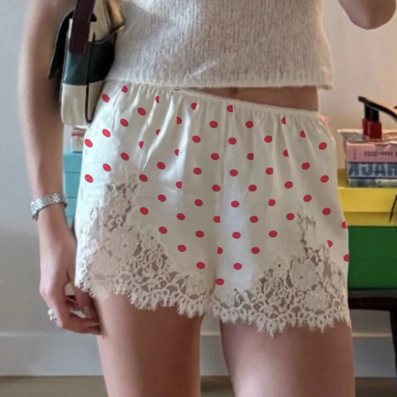 Margot Lace Polka Dot Satin Shorts - Image 4