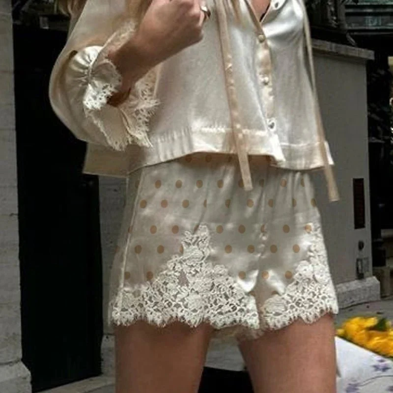 Margot Lace Polka Dot Satin Shorts - Image 5