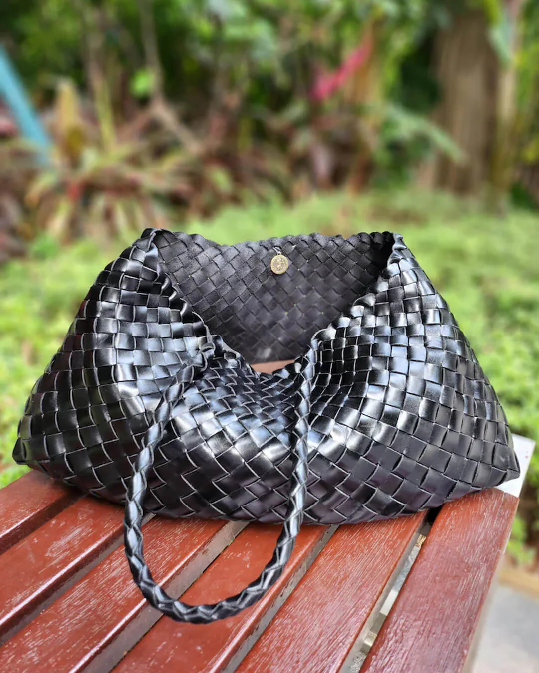 Marissa Vegan Leather Woven Bag Medium - Image 16