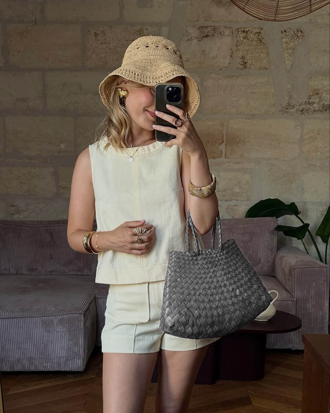 Marissa Vegan Leather Woven Bag Medium - Image 19
