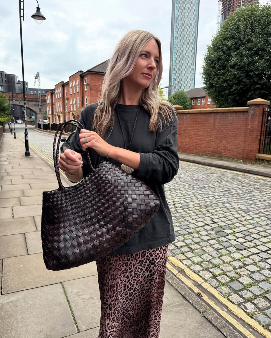 Marissa Vegan Leather Woven Bag Medium - Image 20