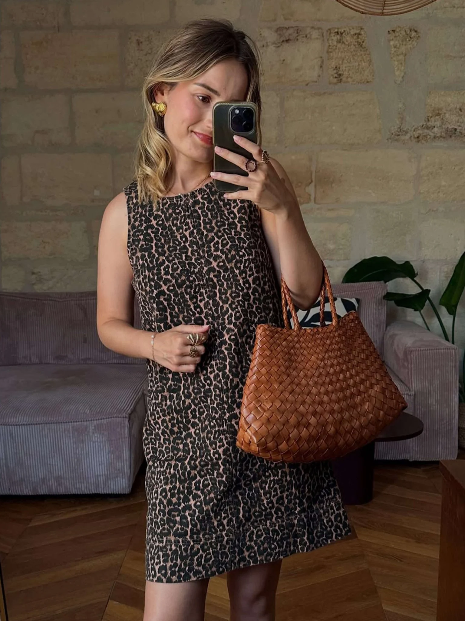 Marissa Vegan Leather Woven Bag Medium - Image 5