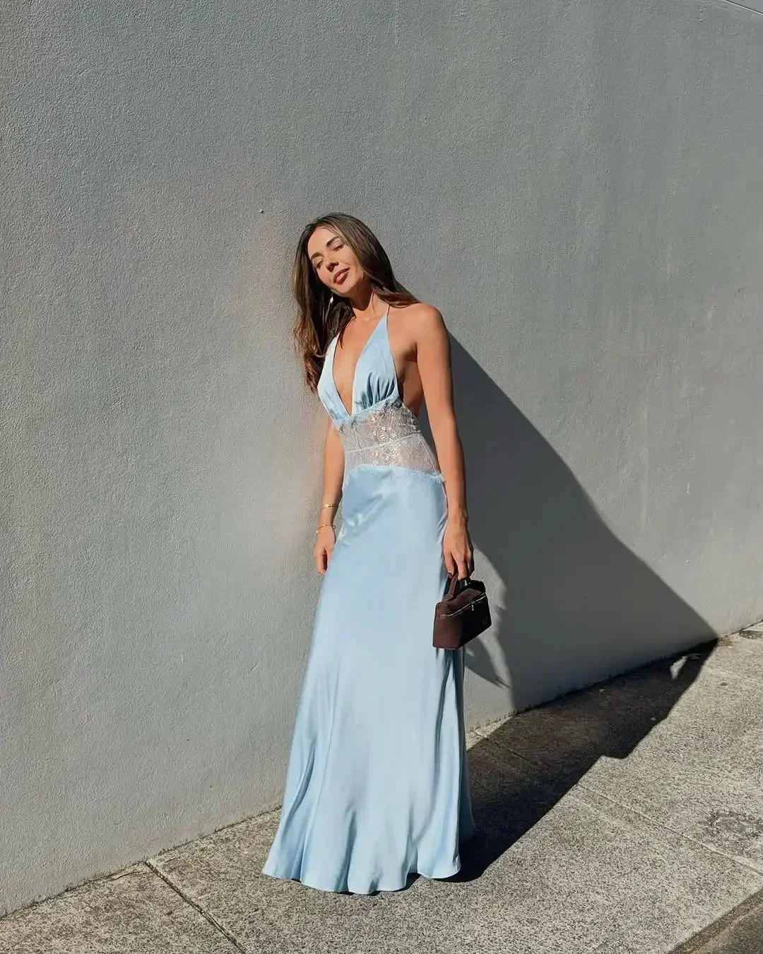 Matilde Lace Patchwork Halter Maxi Dress