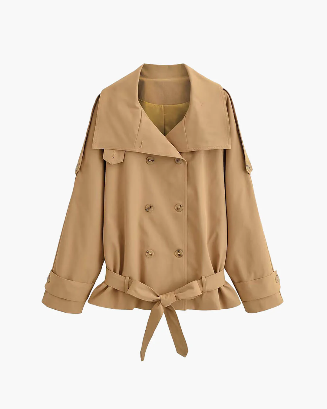 Melanie Stand Up Collar Short Trench Coat - Image 5