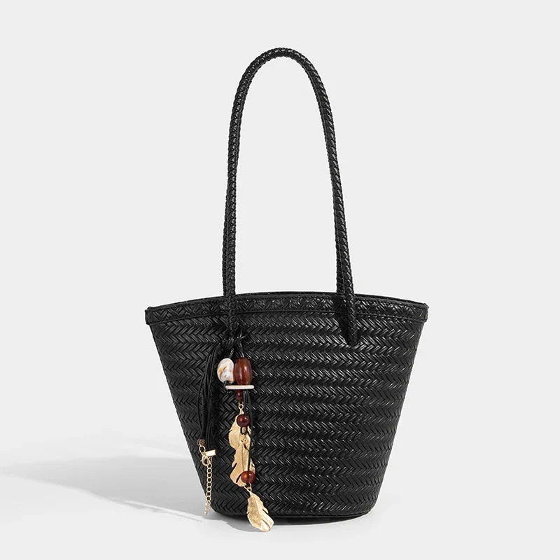 Meryl Woven Bucket Handbag with Pouch - Image 14