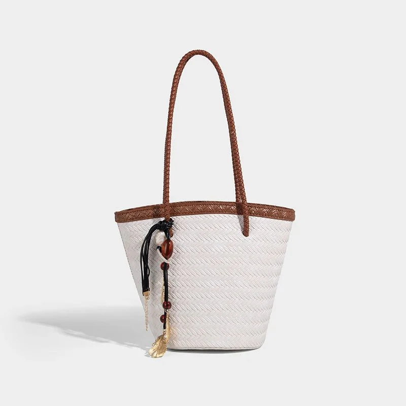 Meryl Woven Bucket Handbag with Pouch - Image 15