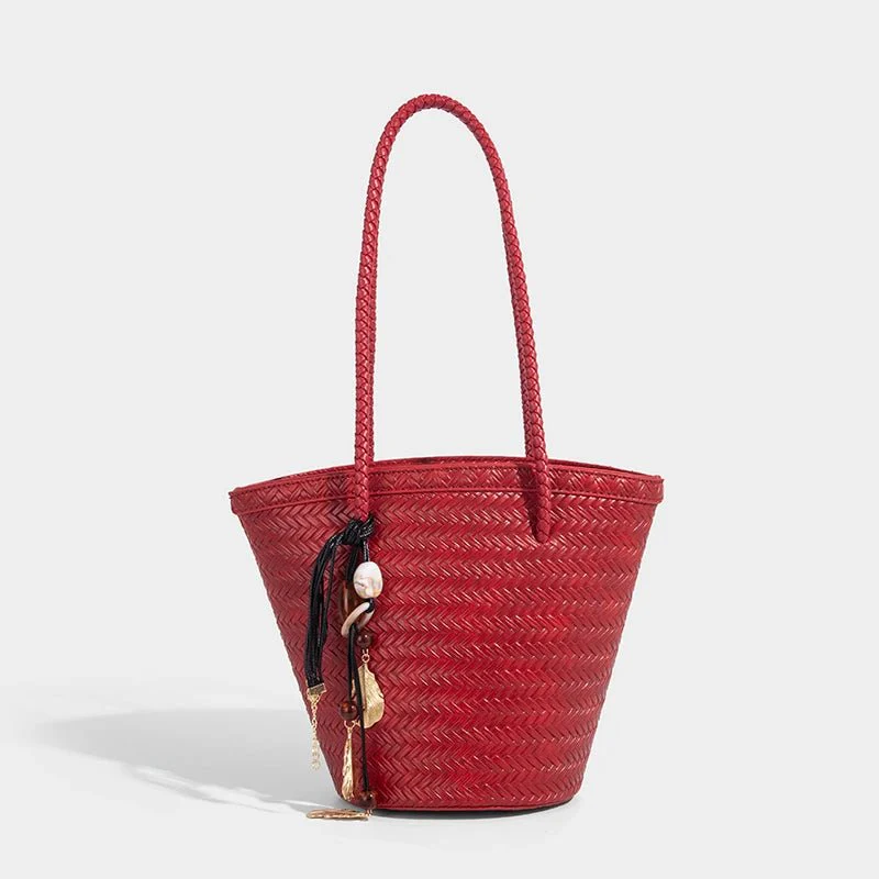 Meryl Woven Bucket Handbag with Pouch - Image 18