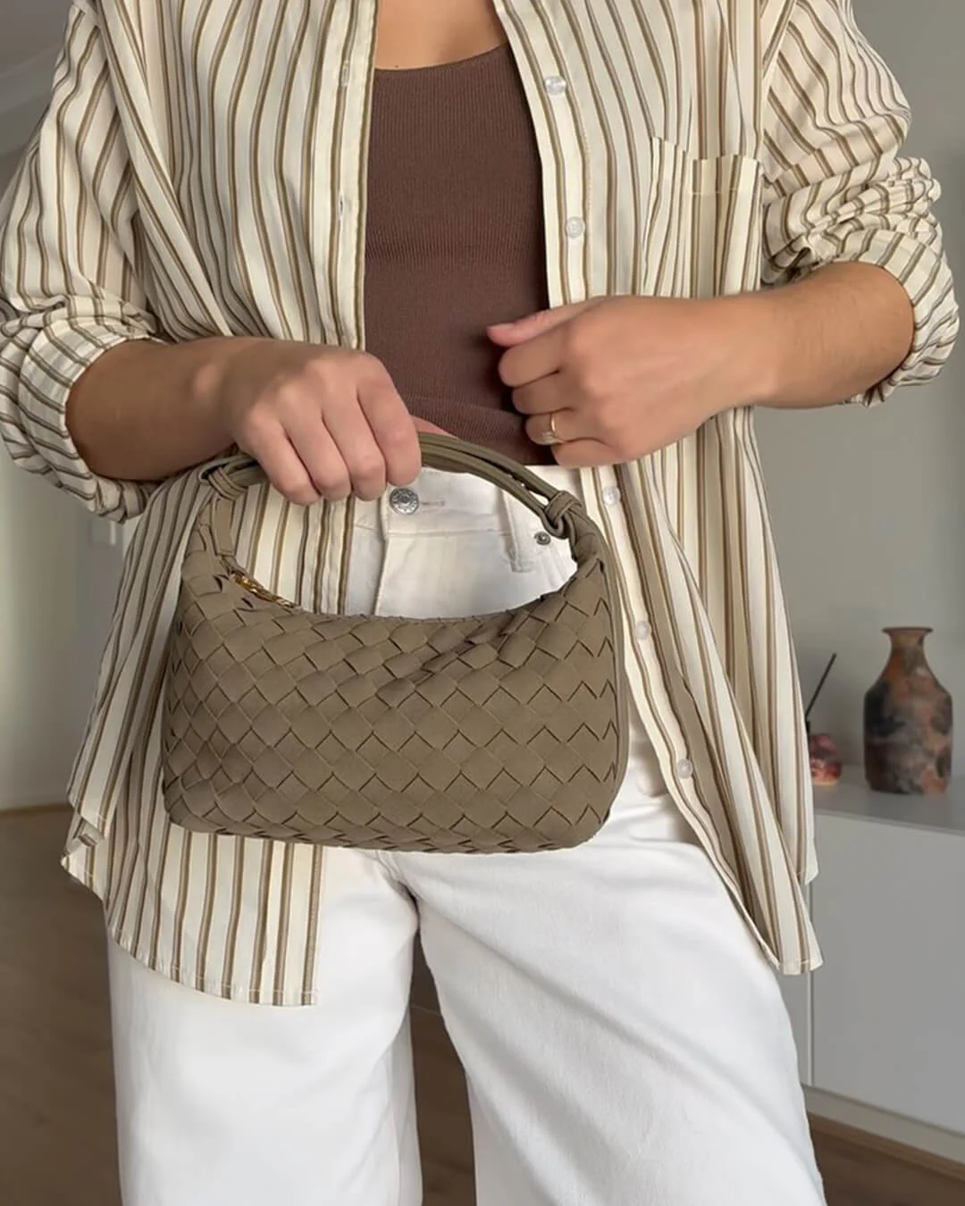 Mica Woven Suede Leather Bag - Image 3