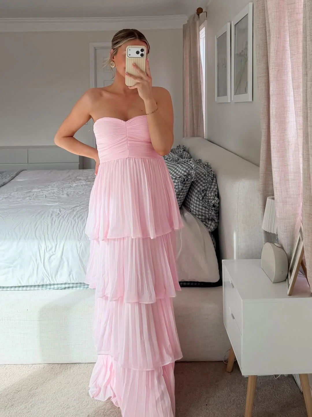 Michelle Strapless Pleated Tiered Maxi Dress - Image 2