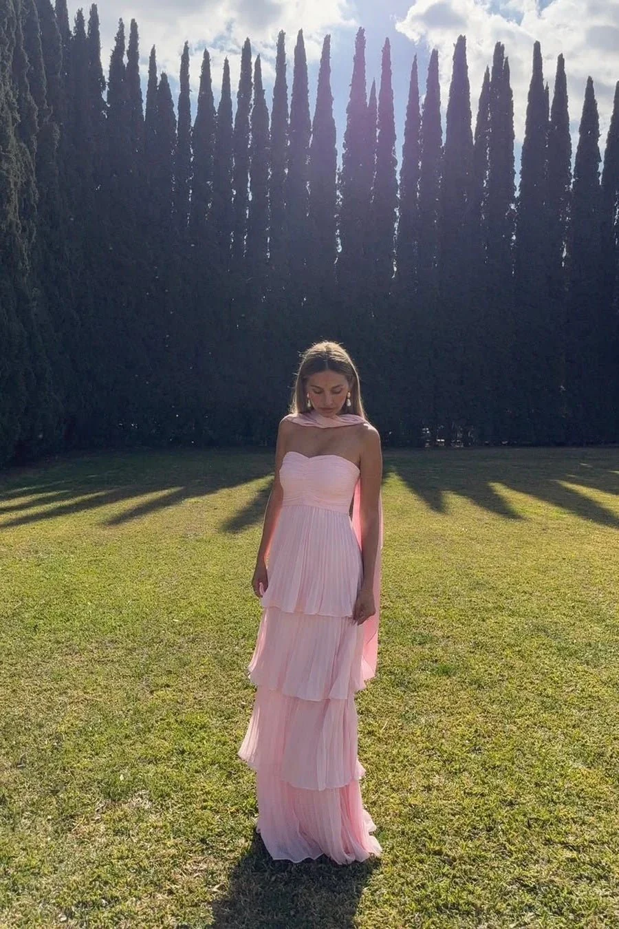 Michelle Strapless Pleated Tiered Maxi Dress - Image 6