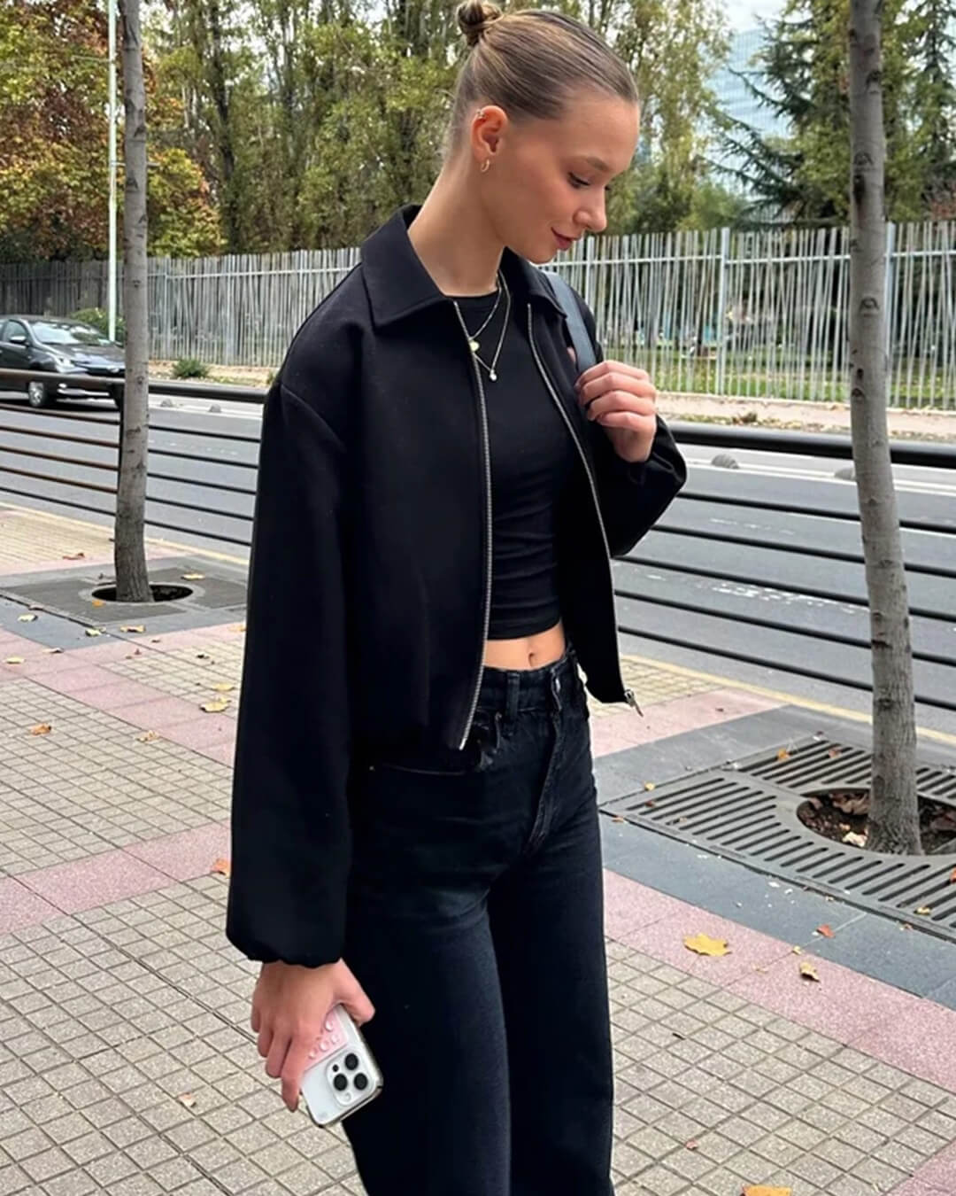 Midori Puff Sleeve Bomber Jacket - Image 4