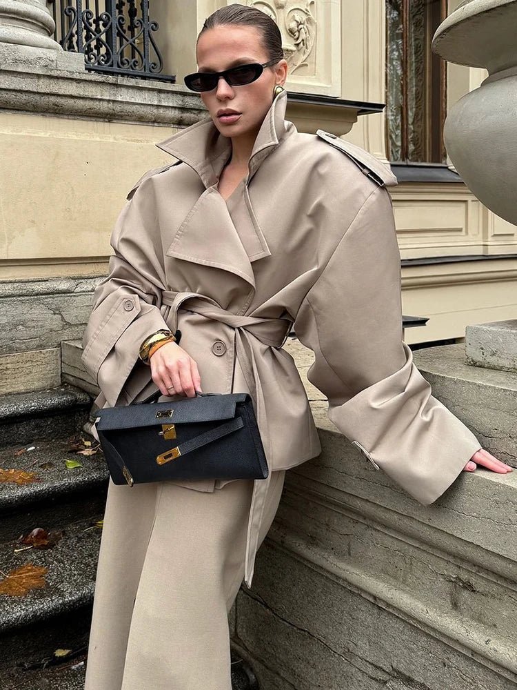 Molly Belted Cropped Trench Coat - Image 3