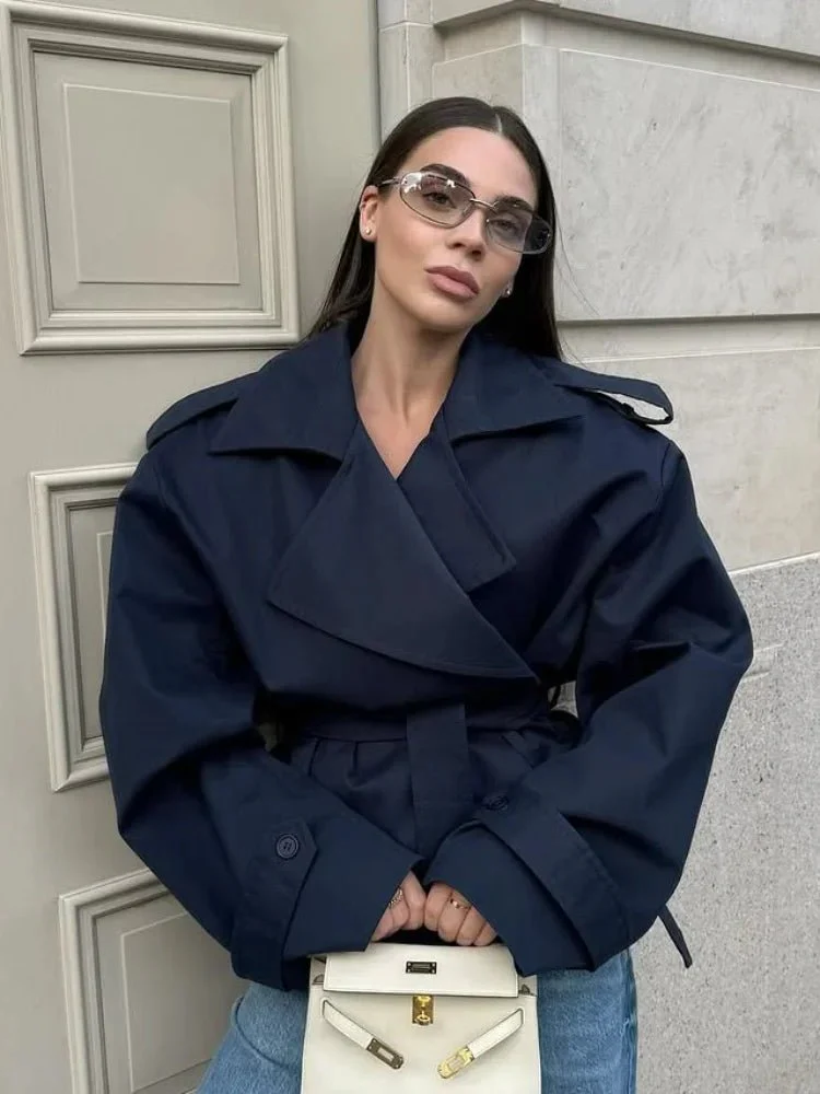 Molly Belted Cropped Trench Coat - Image 6