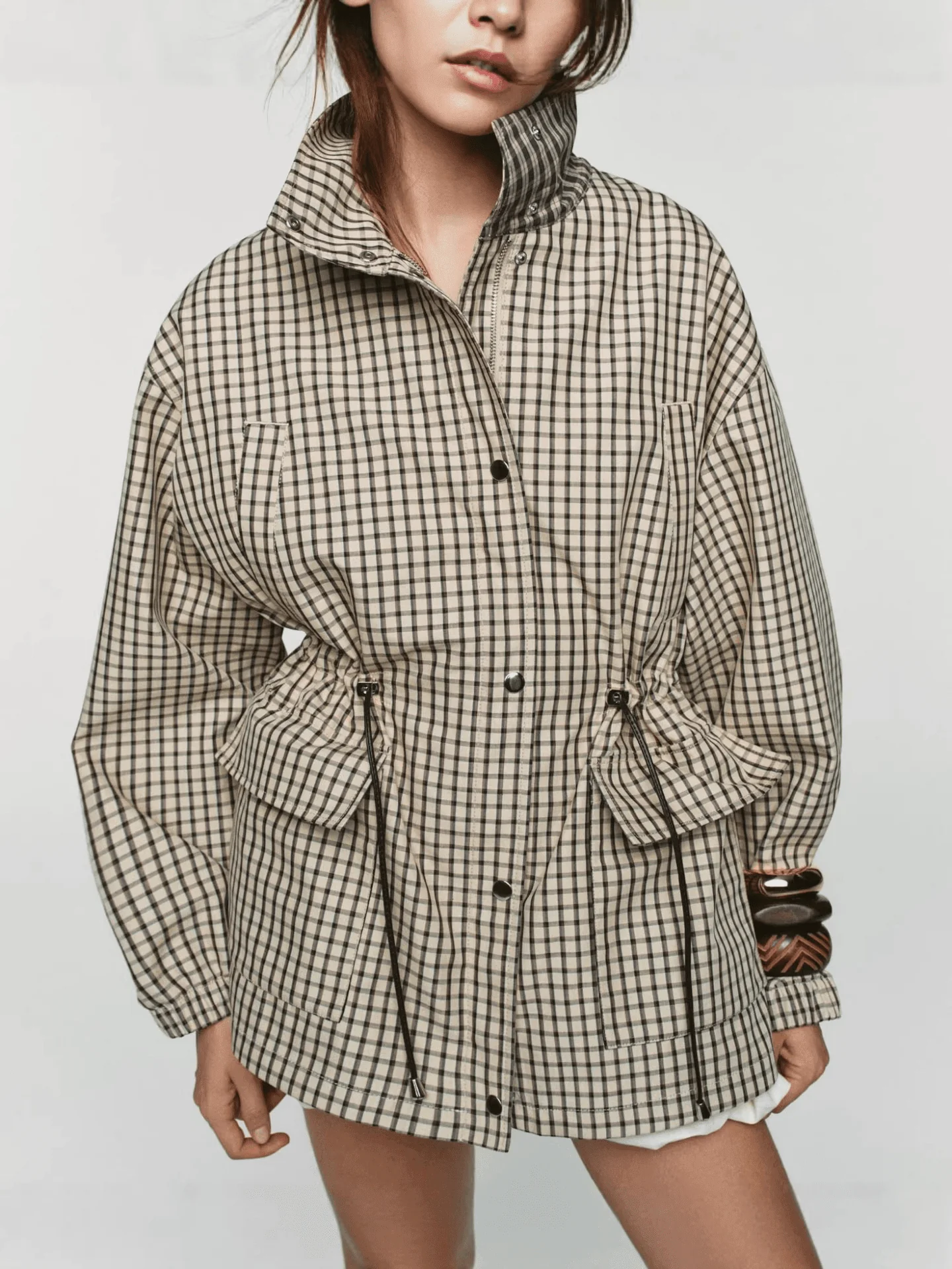 Myla Check Hooded Zip Jacket - Image 2