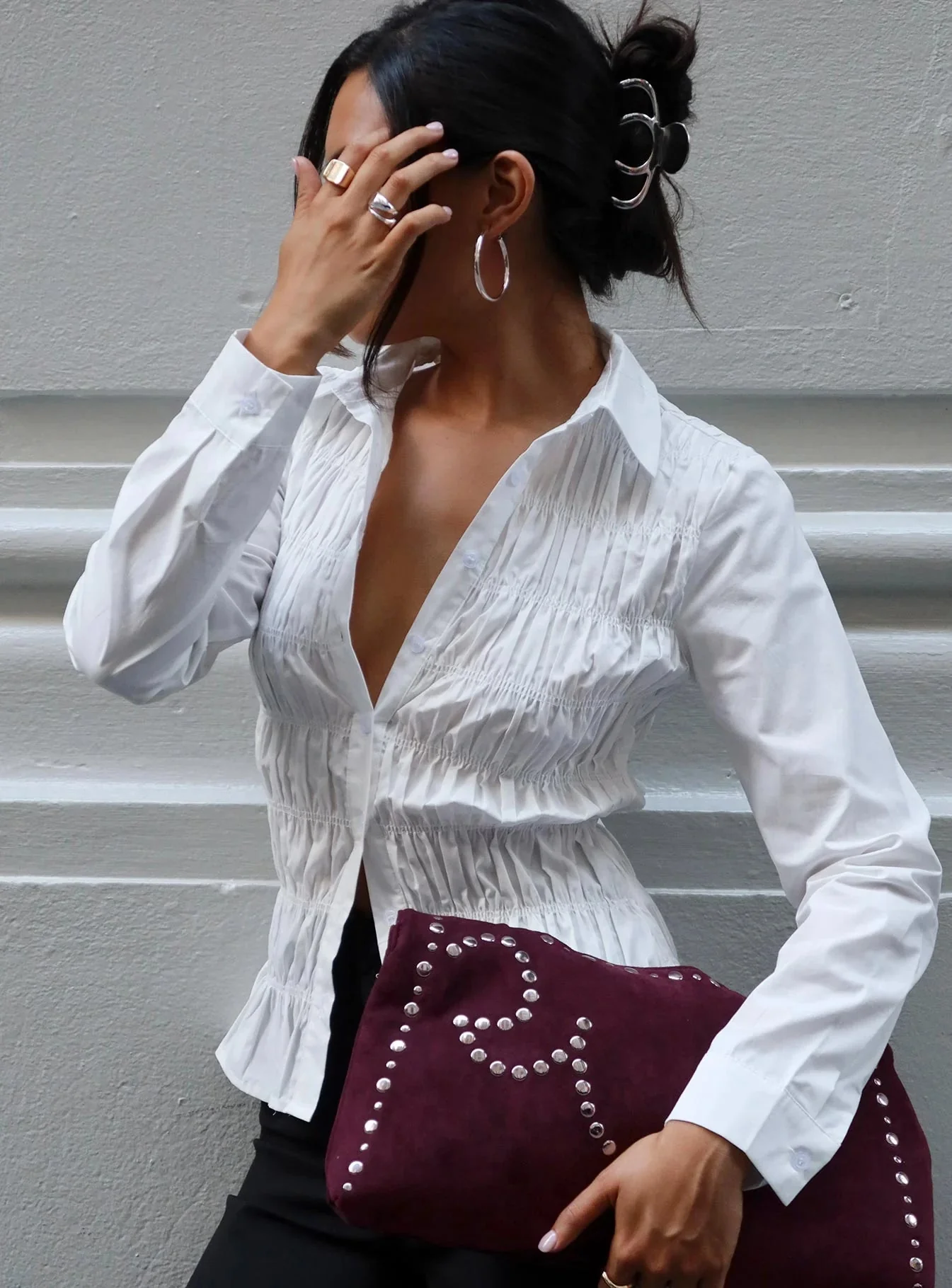 Natasha Long Sleeve Ruched Top - Image 3
