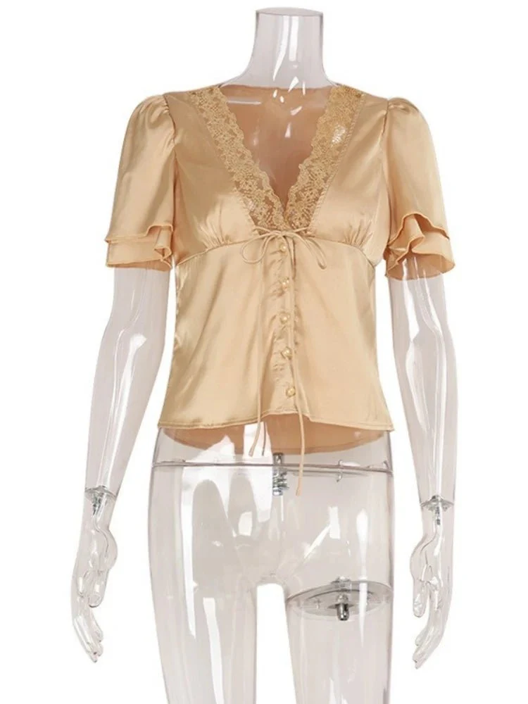Nathalie Satin Lace Blouse - Image 10