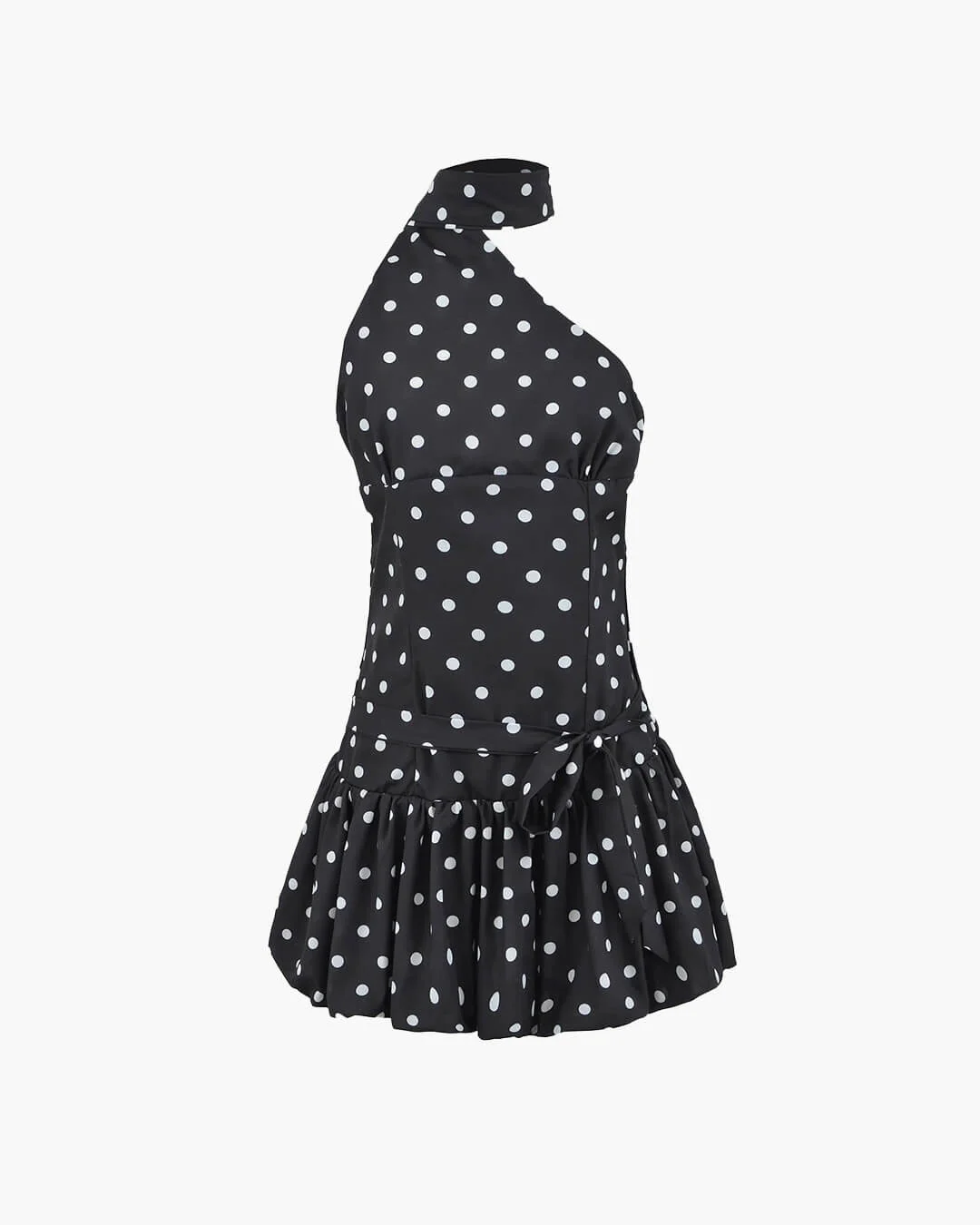 Nina One Shoulder Polka Dot Mini Dress - Image 9