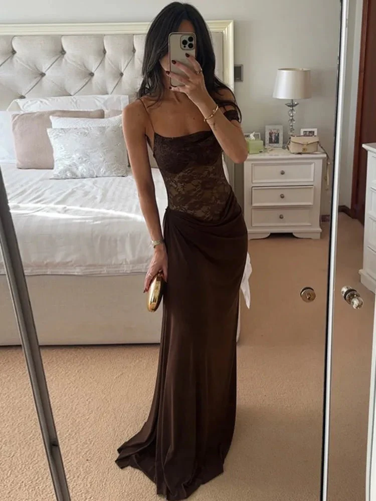 Olga One Shoulder Lace Maxi Dress - Image 4