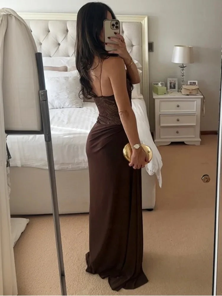 Olga One Shoulder Lace Maxi Dress - Image 5